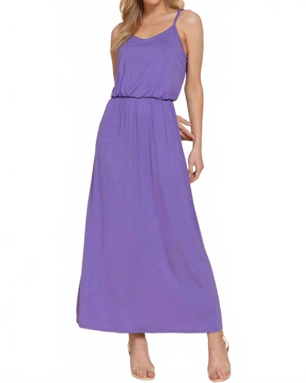 NEW 42POPS cami waist elastic midi dress in purple